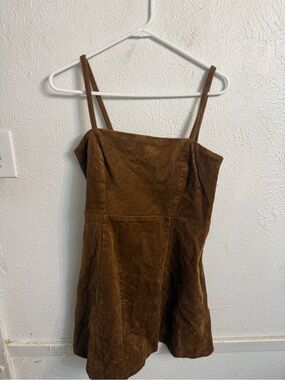 Forever 21 Brown Corduroy Mini Dress with Spaghetti Straps